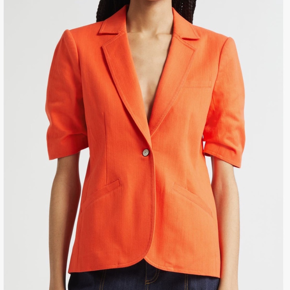 Cinq à Sept Khloe Short Sleeve Stretch Cotton Blazer Cherry Tomato (Orange)